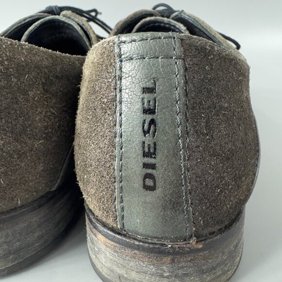 Diesel Grayish Green Leather/Suede Oxford Shoes, Men\'s Size 41 main image 8